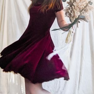 Velvet Bridesmaid Boho Dresses Cranberry Maroon